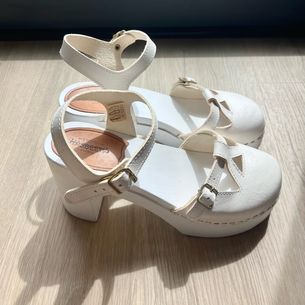 Swedish Hasbeens Retro Sky High White Clog - Picture 5 of 12